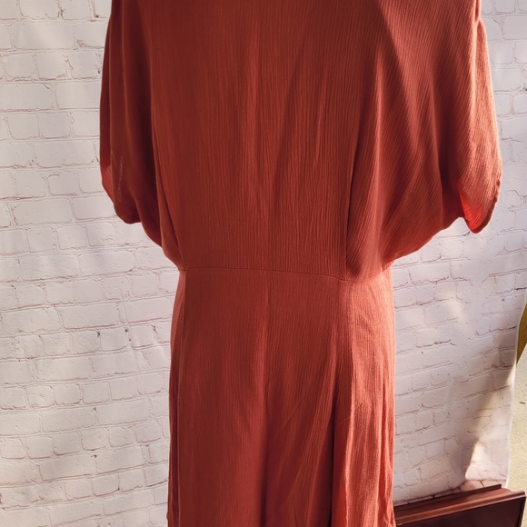 Women's BP. Button Front Prairie Minidress, Burnt Orange Sz Large - Picture 6 of 9